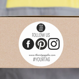 Adesivo Siga-nos Logotipo de pequena empresa para redes so