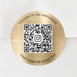 Adesivo Siga-nos no Instagram QR Code Dourado