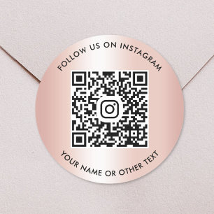 Adesivo Siga-nos no QR Code do Instagram em Rosa Dourado