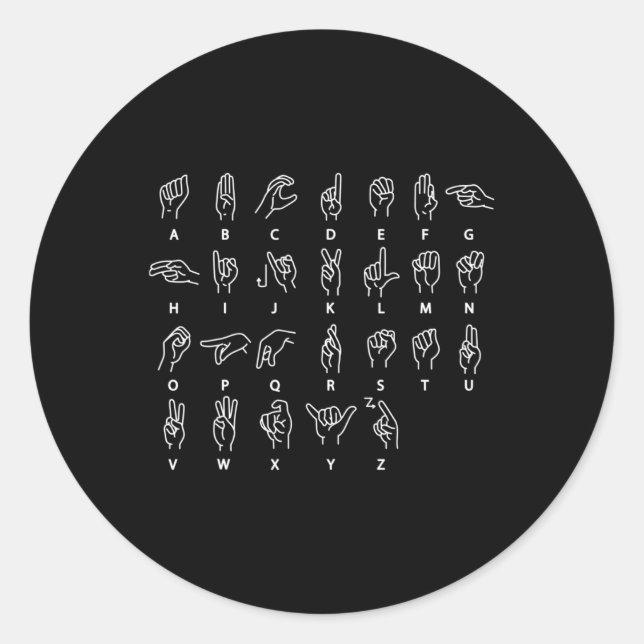 Adesivo Sign Language Alphabet Deaf Mute Asl Deaf Awarenes (Frente)
