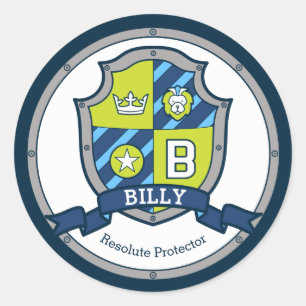Adesivo Significado do nome da letra B de Billy brasão de 