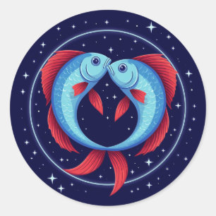 Adesivo Signo Zodiacal de Peixes em um Estilo Artístico Có