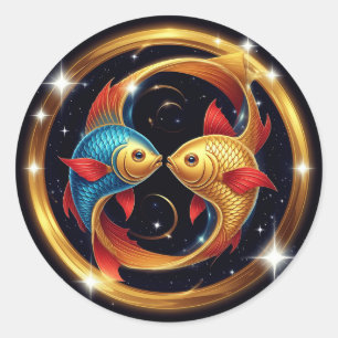 Adesivo Signo Zodíaco de Peixes em um Estilo Artístico Cós