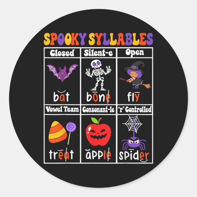Adesivo Sílaba Assustadora Professor Funny Halloween (Frente)