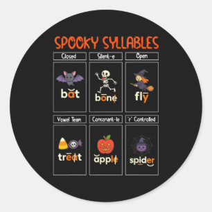 Adesivo Sílaba Soky Halloween Professor Educacional Fônico