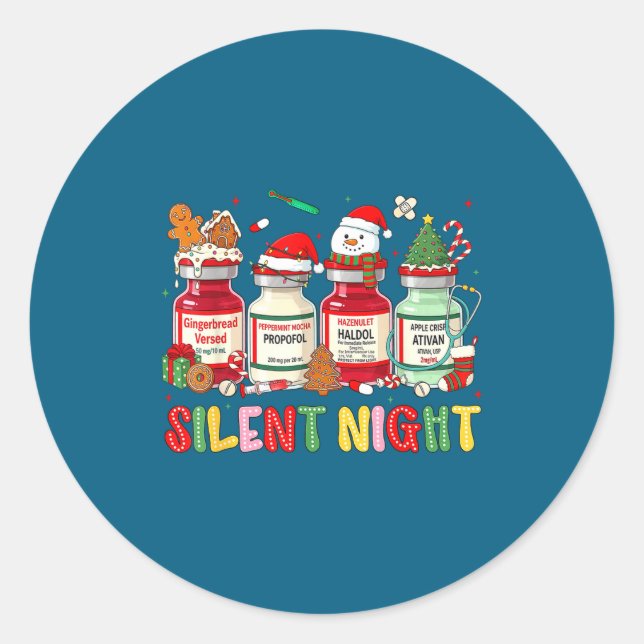 Adesivo Silent Night Funny Nurse Christmas Design  (Frente)