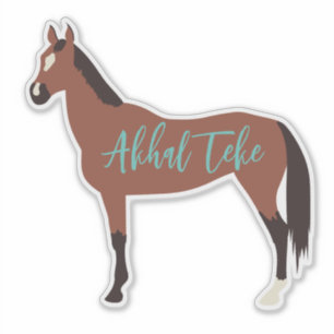 Adesivo Silhouette de Cavalo de Teke Bay Akhal Personaliza