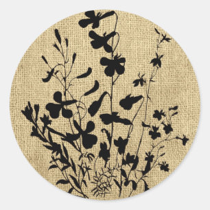 Adesivo Silhoule de Flores Selvagem Burlap