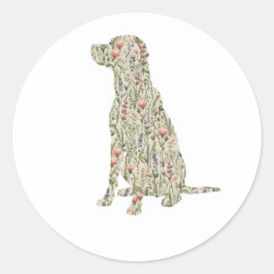 Adesivo Silhueta Botânica de Labrador Retriever com Flor S