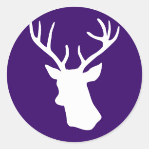 Adesivo Silhueta branca da cabeça dos cervos - roxo escur