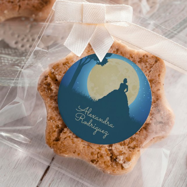 Adesivo Silhueta coroada com Moon Quinceanera (Criador carregado)