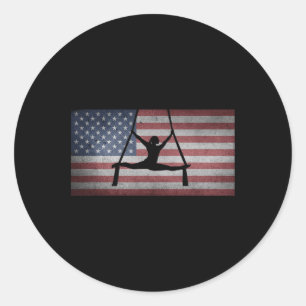 Adesivo SIlhueta da Bandeira Americana Ginástica Seda Aére