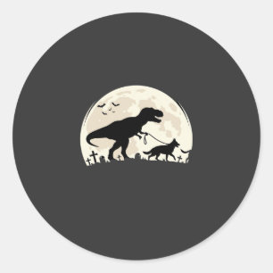 Adesivo Silhueta da Lua do Dinossauro de Halloween do Past