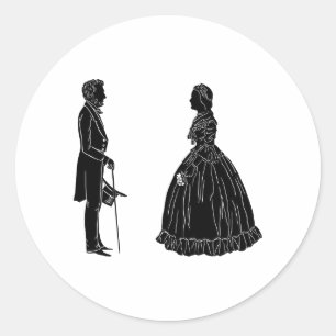 Adesivo silhueta de abraham lincoln mary todd lincoln