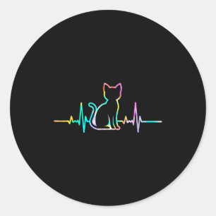 Adesivo Silhueta de Animal Amante de Gato com Batimento Ca