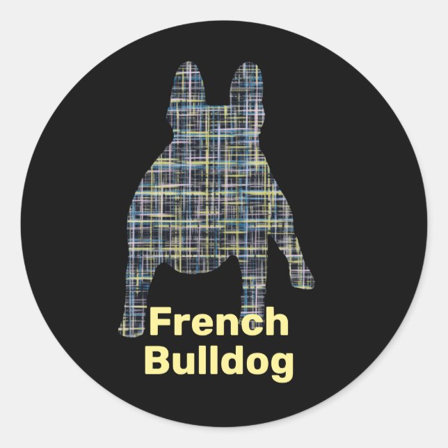 Adesivo Silhueta de Bulldog Francês Amarelo e Preto (Frente)