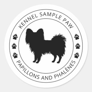 Adesivo Silhueta de Cachorro Papillon com Patas e Texto Pe