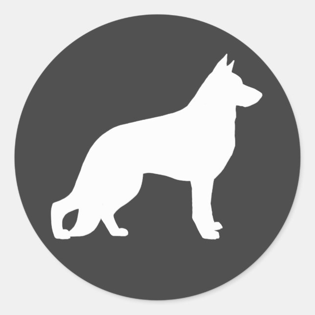 Adesivo Silhueta de Cão Pastor Alemão Branco (Frente)