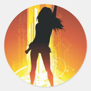 Adesivo Silhueta de Dança Vibrante Pop Art