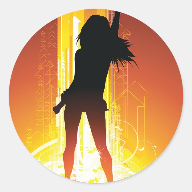 Adesivo Silhueta de Dança Vibrante Pop Art (Frente)