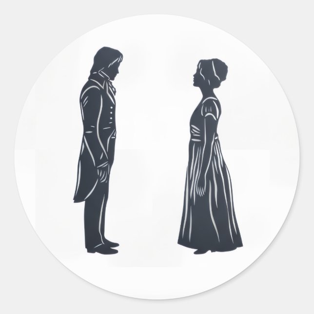 Adesivo Silhueta de Darcy & Elizabeth (Frente)