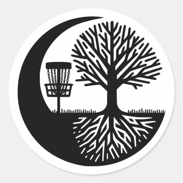 Adesivo Silhueta de Disc Golf Preto e Branco  (Frente)