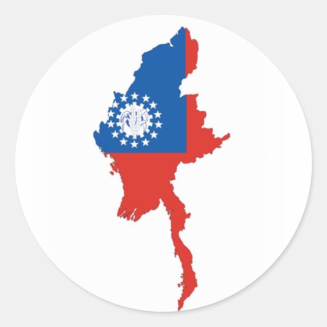 Adesivo silhueta de forma de mapa do país da birmânia de m (Frente)