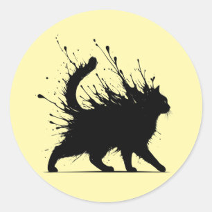 Adesivo Silhueta de Gato de Tinta