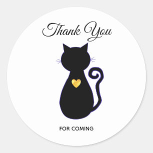 Adesivo Silhueta de Gato Preto Elegante Obrigado
