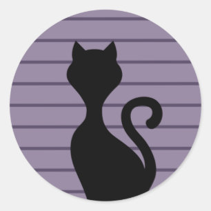 Adesivo Silhueta de gato preto em fundo roxo