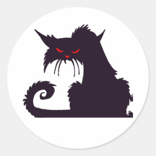 Adesivo Silhueta de Gato Preto Mau com Olhos Vermelhos