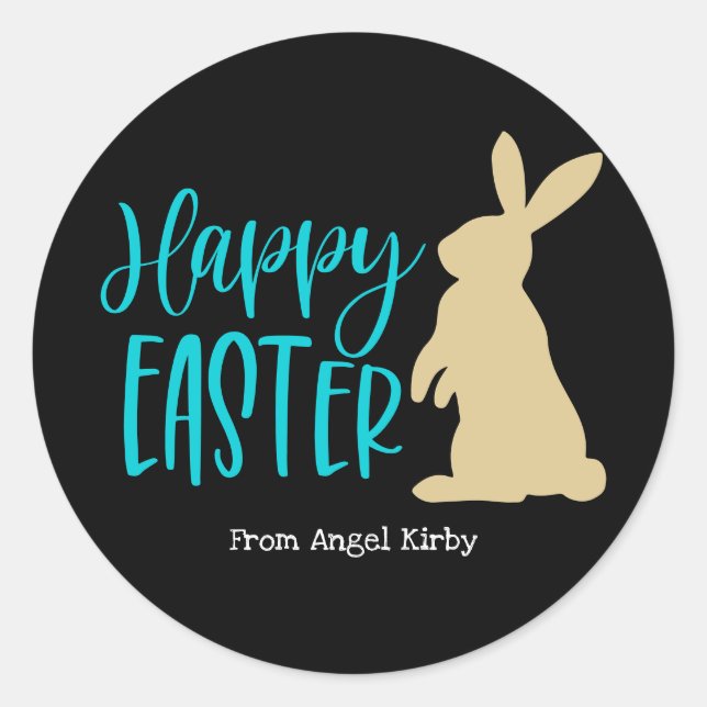 Adesivo Silhueta de Ouro felz pascoa, Preto (Frente)