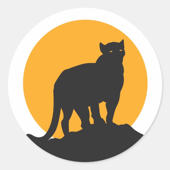 Adesivo Silhueta de pôr do sol de pantera negra (Frente)