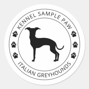 Adesivo Silhueta do Galgo Italiano com Patas e Texto