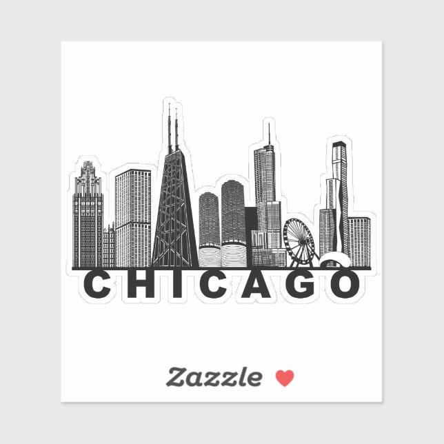 Adesivo Silhueta do Horizonte de Chicago (Folha)