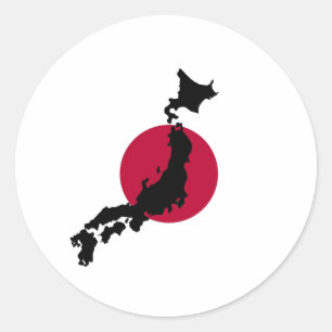 Adesivo Silhueta do Japão sobre a bandeira nacional do Sol