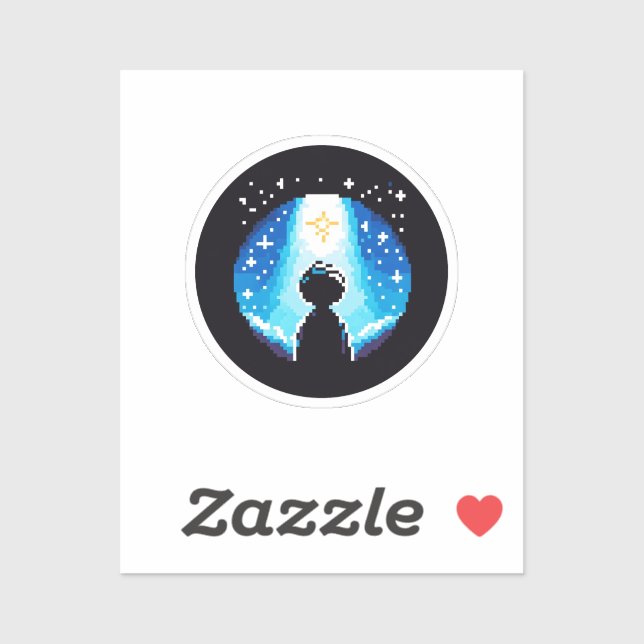 Adesivo Silhueta Espantosa - Dreamel Pixel Art Night Sky (Folha)