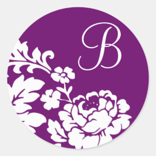 Adesivo Silhueta Floral Branca Vintage em Lavanda