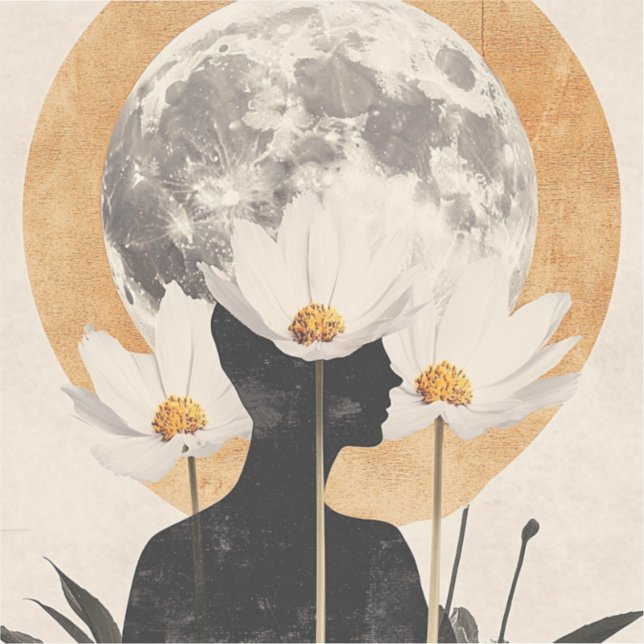 Adesivo Silhueta Lua - Elegância Boho Vintage (Frente)