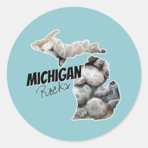Adesivo Silhueta Michigan Preenchida Com Pedras De Petoske