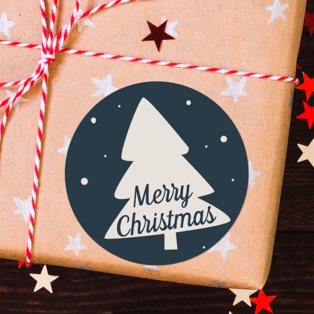 Adesivo Silhueta típica da árvore de Natal feliz azul (Criador carregado)