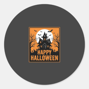 Adesivo Silhueta Vetorial de Casa Assombrada de Halloween_