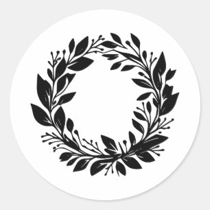 Adesivo Silhueta Wreath Elegante em Monocromo