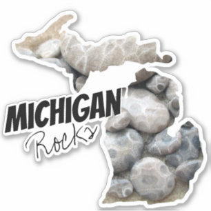 Adesivo Silhuette de Michigan com Michigan Rocks!