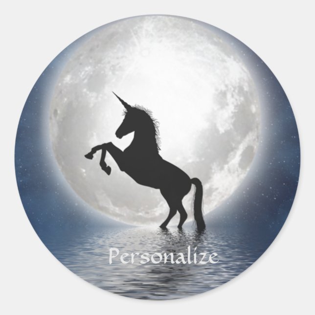 Adesivo Silhuette Unicorn no Ocean Full Moon Personalize (Frente)