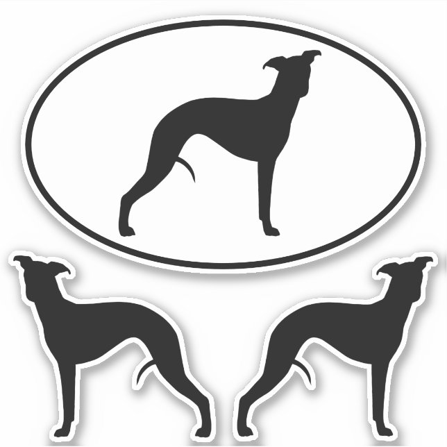 Adesivo Silhuettes Whippet Oval and DieCut Vinyl Stickers (Frente)