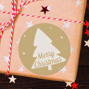 Adesivo Silhute de árvore de Natal feliz branco e ouro