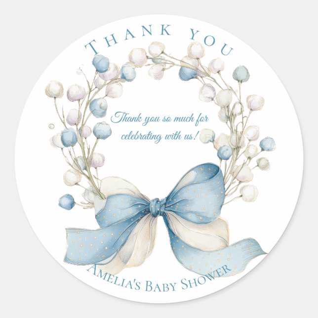 Adesivo Silly Goose Blue Floral Round Favor Sticker (Frente)