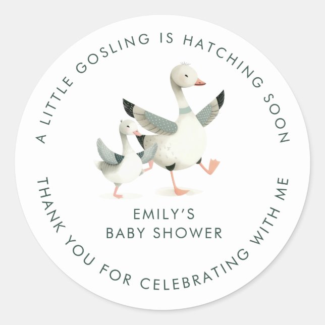 Adesivo Silly Goose Favor Thank You Baby Shower (Frente)