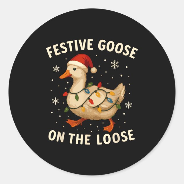 Adesivo Silly Goose Holiday Christmas Festive Goose On The (Frente)